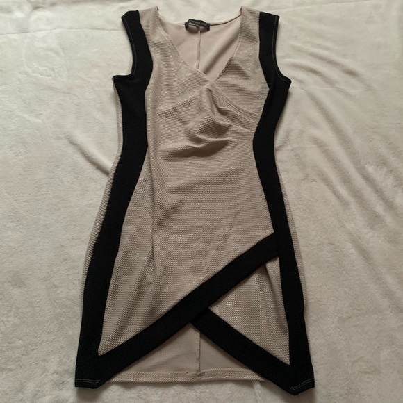 The Vintage Shop Dresses & Skirts - The Vintage Shop Fancy Gold & Black Bodycon Mini Dress Size M